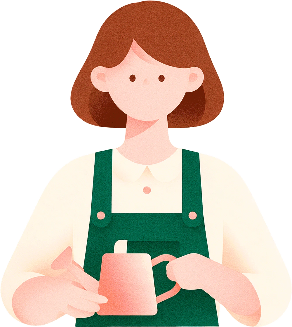 ジョウロを持った女の子のイラスト。