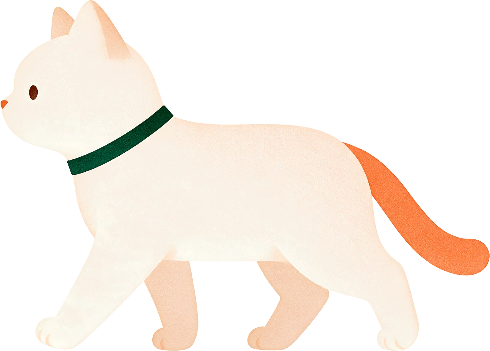 歩いている白い猫のイラスト。